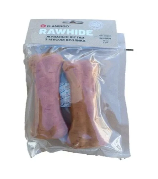 Ласощі для собак Flamingo жувальні кістки, обгорнуті м’ясом кролика, 17 см, 220 г