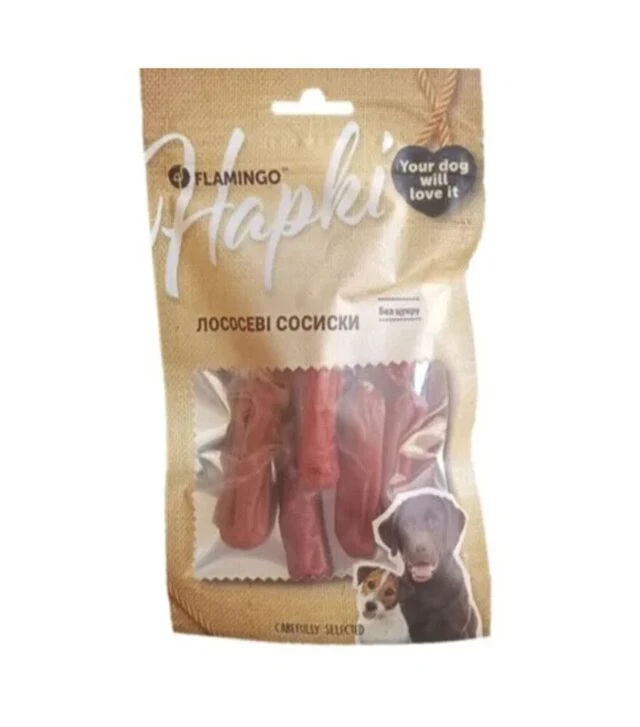 Лакомство для собак Flamingo сосиски с мясом лосося, 75 г