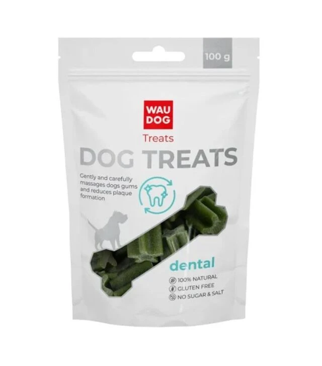 Ласощі для собак WAUDOG Treats стоматологічна паличка зі смаком шпинату та ванілі, 100 г