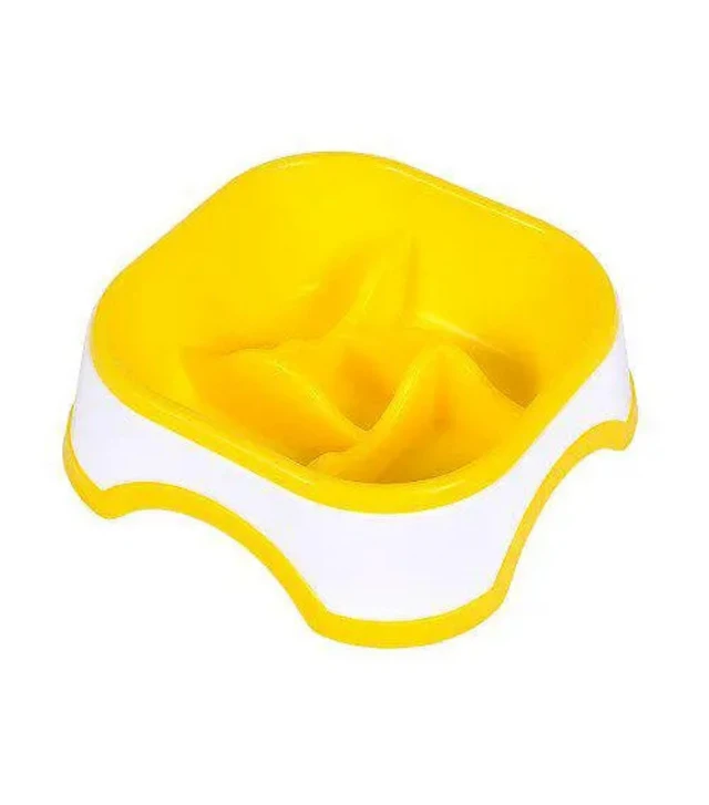 Миска для собак AnimAll PS8003 для медленного кормления, квадратная, желтая, 400 мл