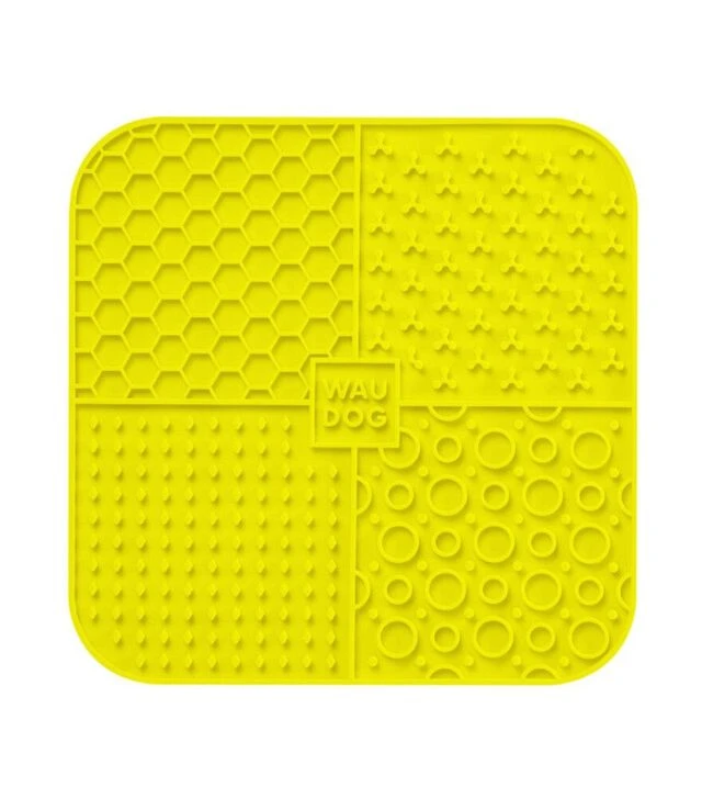 Миска-коврик для собак и кошек WAUDOG Silicone для слизывания, желтая, 190х190х10 мм
