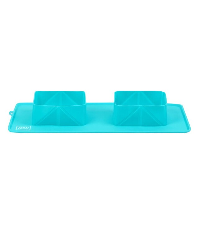 Миска складана для собак і котів WAUDOG Silicone блакитна, 385х230х50 мм