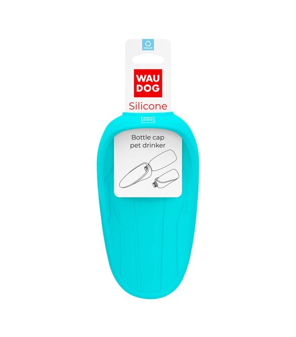 Поїлка-насадка на пляшку для собак і котів WAUDOG Silicone блакитна, 165х90 мм