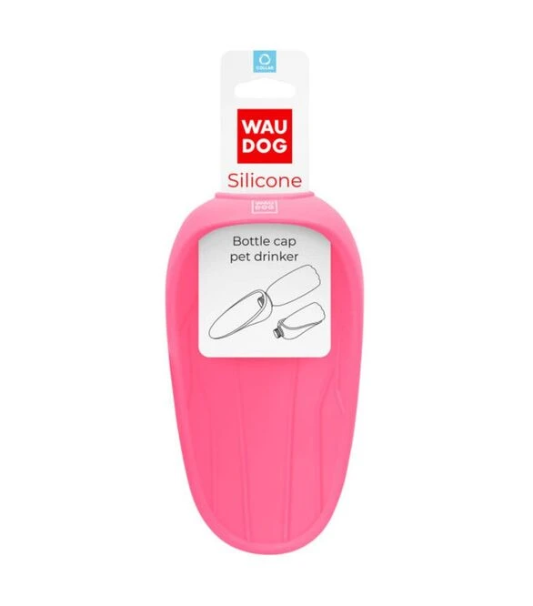 Поїлка-насадка на пляшку для собак і котів WAUDOG Silicone рожева, 165х90 мм