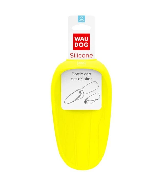 Поилка-насадка на бутылку для собак и кошек WAUDOG Silicone желтая, 165х90 мм