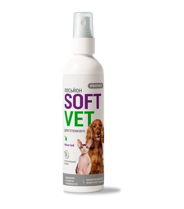 Лосьон для кошек и собак ProVET SoftVet для гигиены ушей, 300 мл
