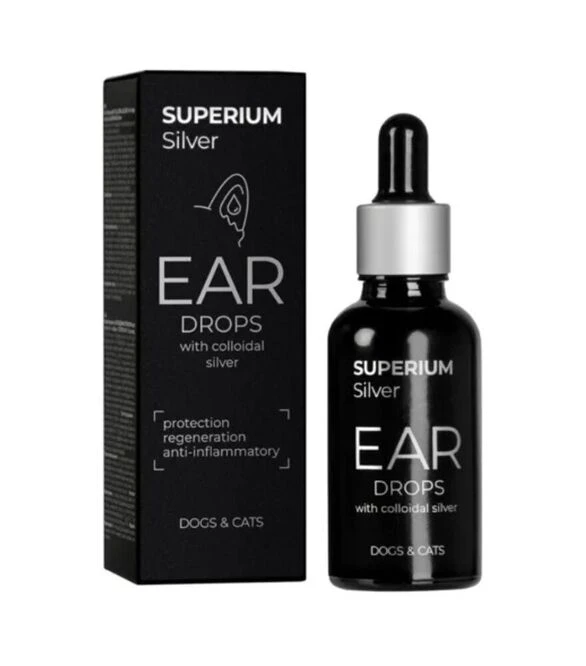 Краплі для котів і собак Superium Сільвер для гігієни вух, з колоїдним сріблом, 30 мл