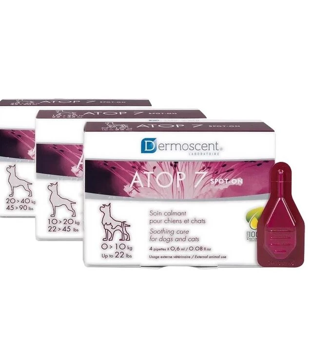 Краплі для собак і котів Dermoscent ATOP 7 для догляду за шкірою, на вагу 20-40 кг, 4 шт