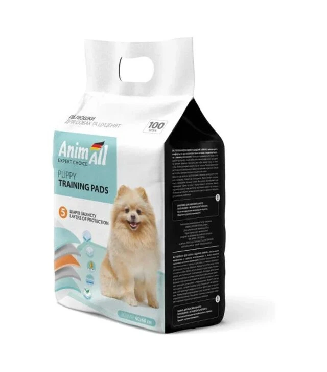 Пелюшки для собак і цуценят AnimAll Puppy Training Pads, 60х60 см, 100 шт
