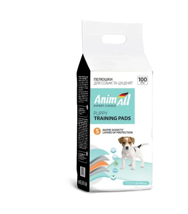 Пеленки для собак и щенков AnimAll Puppy Training Pads 60х45 см, 100 шт
