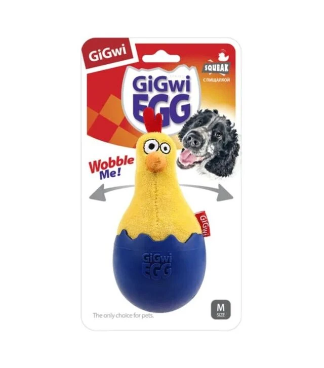 Іграшка для собак GiGwi EGG Курча-неваляшка з пищалкою, 14 см