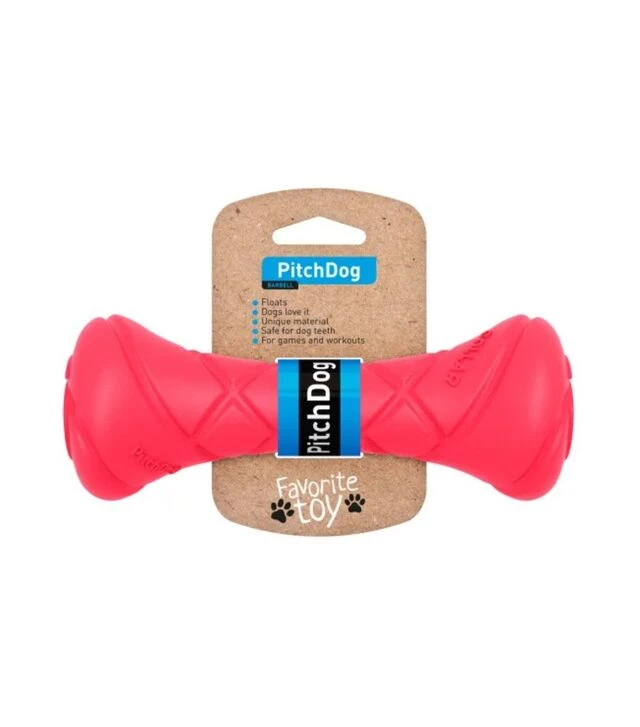 Игрушка для собак PitchDog Гантель для апортировки, розовая, 19х7 см