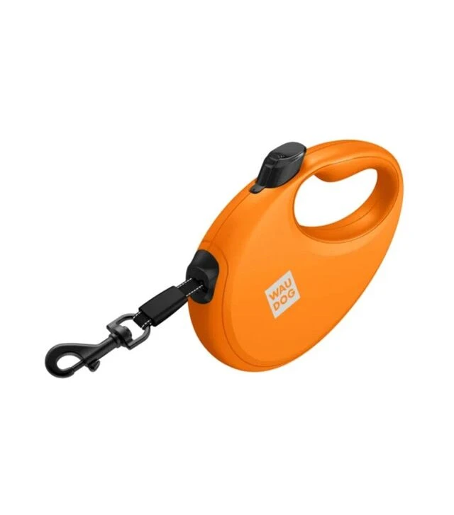 Поводок-рулетка для собак WAUDOG R-leash до 20 кг, светоотражающий, с контейнером для пакетов, оранжевый, 5 м