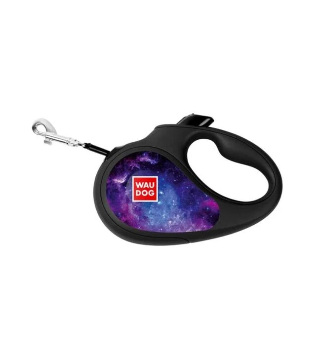 Повідець-рулетка для собак WAUDOG R-leash NASA21, до 15 кг, світловідбивний, чорний, 5 м