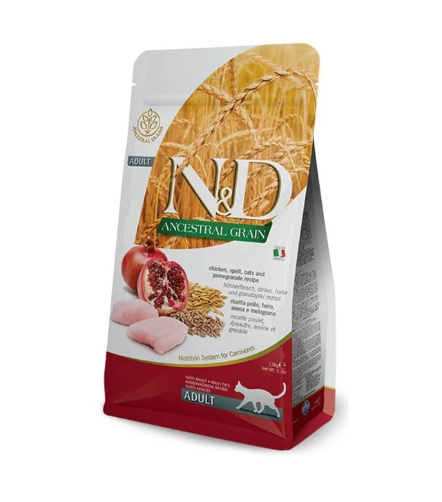 Низкозерновой сухой корм для кошек Farmina N&D с курицей и гранатом, 1,5 кг