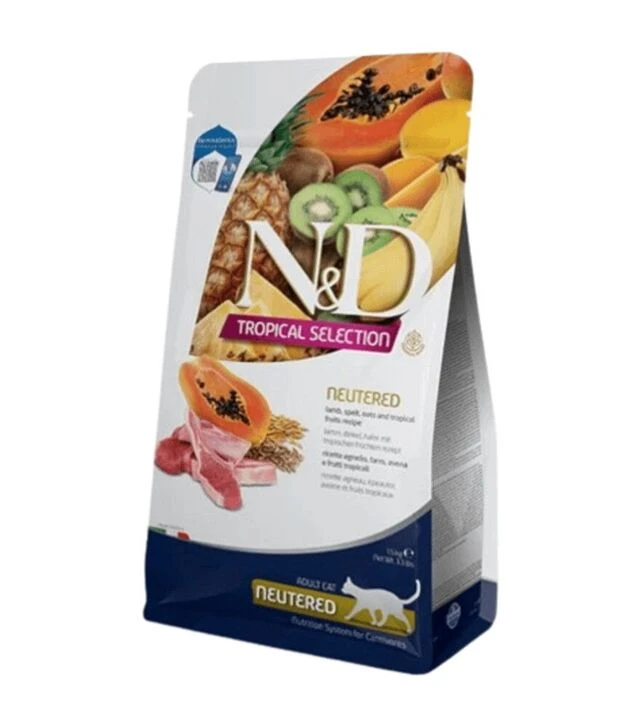 Низькозерновий сухий корм для стерилізованих котів Farmina N&D Tropical Selection з ягням та тропічними фруктами, 10 кг