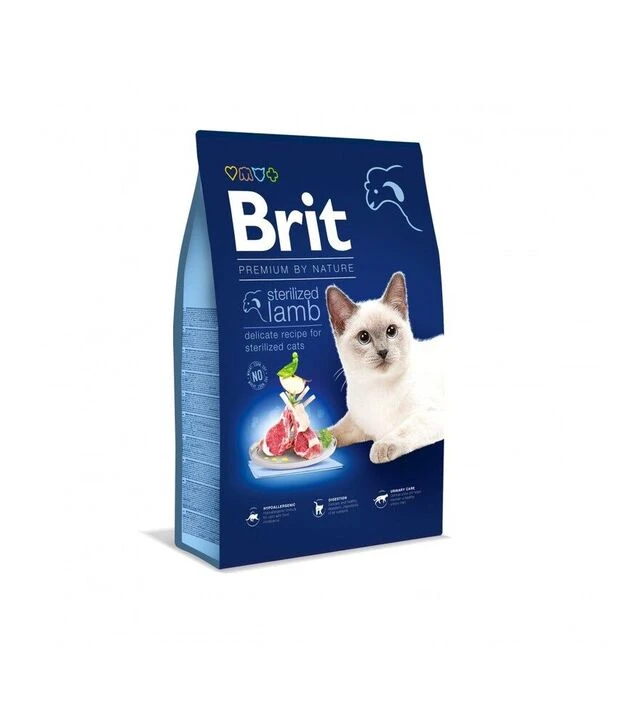 Сухой корм для стерилизованных кошек Brit Premium by Nature Cat Sterilised с ягненком, 8 кг
