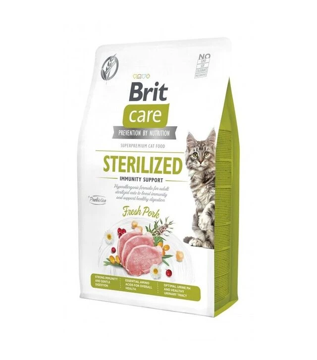 Беззерновий сухий корм для стерилізованих котів Brit Care Cat Grain Free для підтримки імунітету, зі свининою, 2 кг
