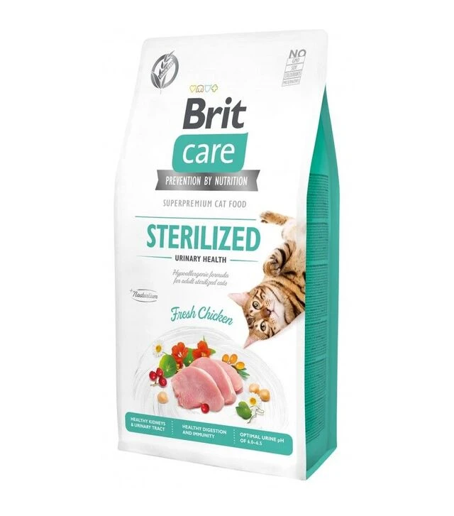 Беззерновий сухий корм для котів Brit Care Cat Grain Free для підтримання сечостатевої системи, з куркою, 7 кг