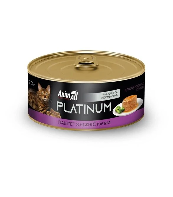 Вологий корм для котів AnimAll Platinum паштет з качкою, 70 г