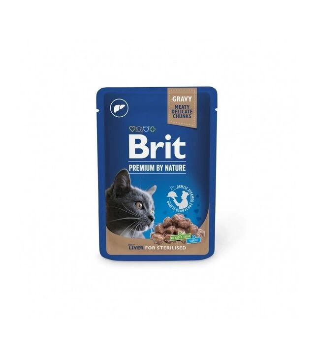 Влажный корм для стерилизованных кошек Brit Premium с печенью, 100 г
