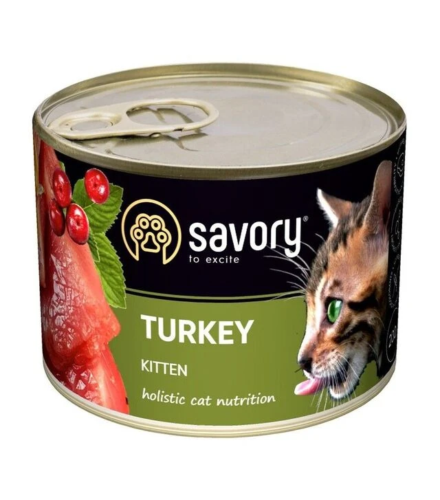 Вологий корм для кошенят Savory паштет з індичкою, 200 г