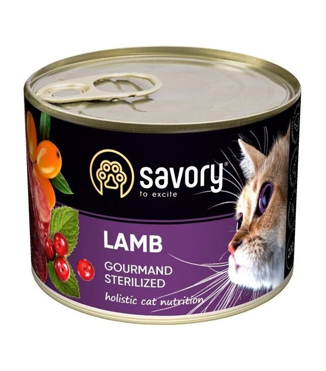 Вологий корм для стерилізованих котів Savory з ягням, 200 г