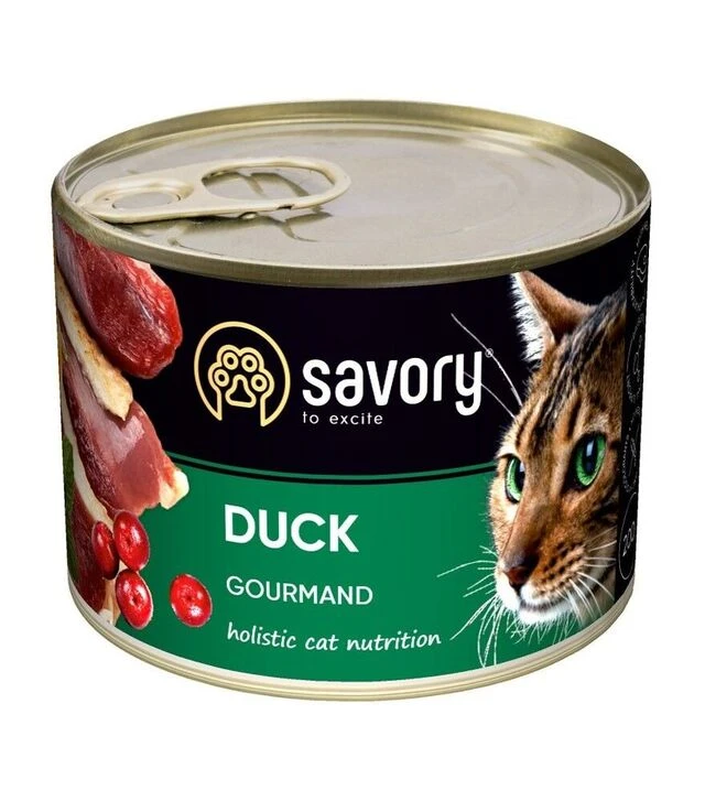 Вологий корм для котів Savory з качкою, 200 г