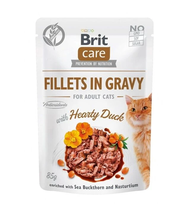 Беззерновой влажный корм для кошек Brit Care с уткой, филе в соусе, 85 г