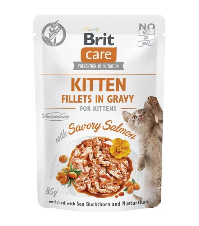 Влажный корм для котят Brit Care с лососем, филе в соусе, 85 г