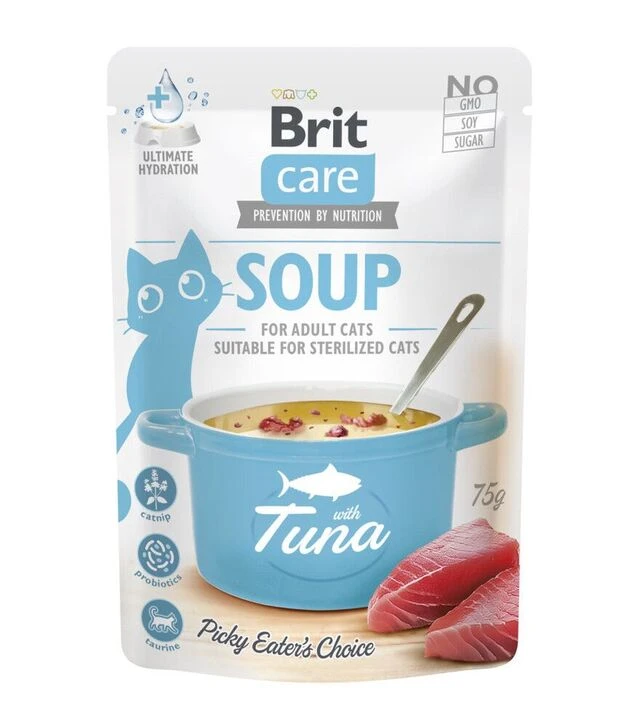 Беззерновий вологий корм для котів Brit Care суп з тунцем, 75 г