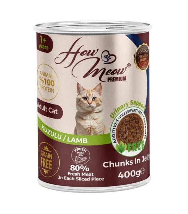 Повнораціонний вологий корм для котів How Meow з ягням, 400 г