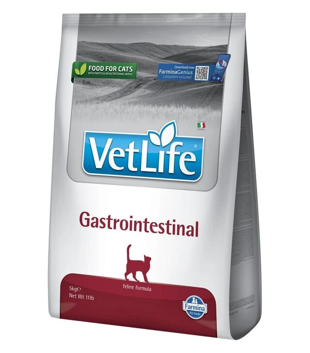 Лечебный сухой корм для кошек Farmina Vet Life Gastrointestinal при заболеваниях ЖКТ, 5 кг