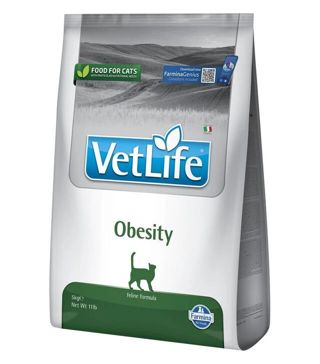 Лікувальний сухий корм для котів Farmina Vet Life Obesity для зниження зайвої ваги, 5 кг