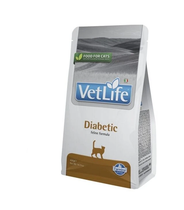 Лікувальний сухий корм для котів Farmina Vet Life Diabetic для контролю рівня глюкози в крові при цукровому діабеті, 400 г