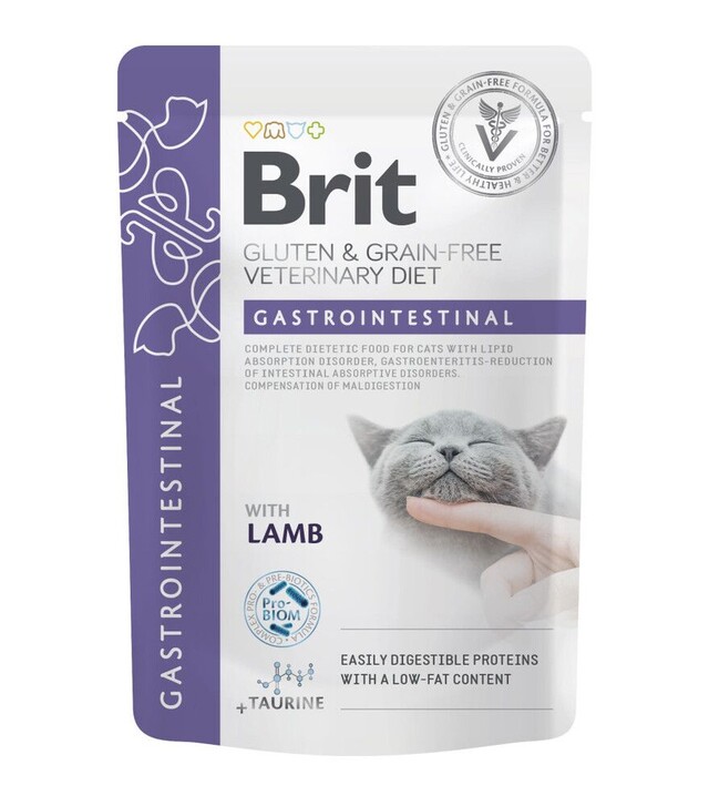 Лікувальний вологий корм для котів Brit VetDiets GF VD Gastrointestinal з ягням, 85 г
