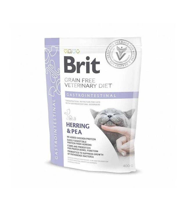 Лікувальний сухий корм для котів Brit VetDiets GF Gastrointestinal при порушеннях травлення, з оселедцем, лососем, яйцем та горохом, 400 г