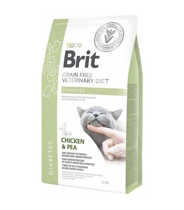 Лікувальний сухий корм для котів Brit VetDiets GF Diabetes при цукровому діабеті, з куркою та горохом, 2 кг