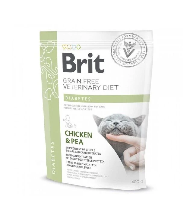 Лечебный сухой корм для кошек Brit VetDiets GF Diabetes при сахарном диабете, с курицей и горохом, 400 г