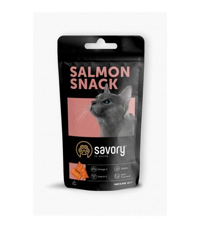 Хрумкі ласощі-подушечки для котів Savory Cats Snacks Pillows Gourmand з лососем, 60 г