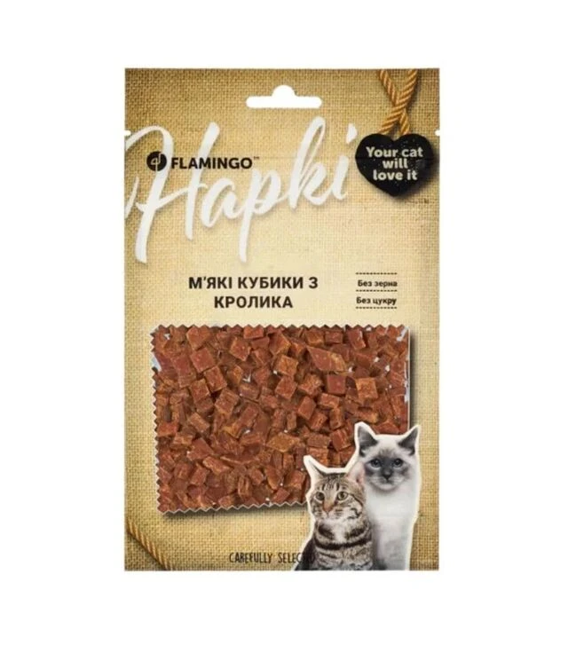Лакомство для кошек Flamingo мягкие кубики с мясом кролика, 50 г