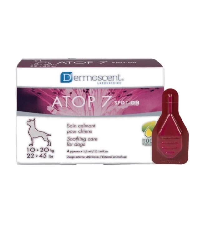 Краплі для котів і собак Dermoscent ATOP 7 для догляду за шкірою, на вагу 10-20 кг, 4 шт