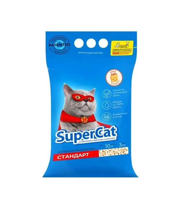Наполнитель для кошачьих туалетов SuperCat стандарт, синий, 3 кг