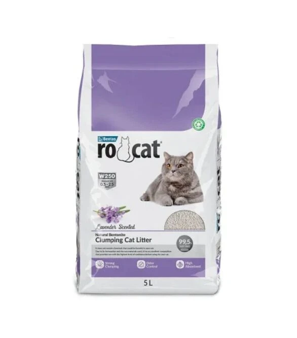 Наповнювач для котячих туалетів RoCat Lavender Scented бентонітовий з ароматом лаванди, 4,3 кг