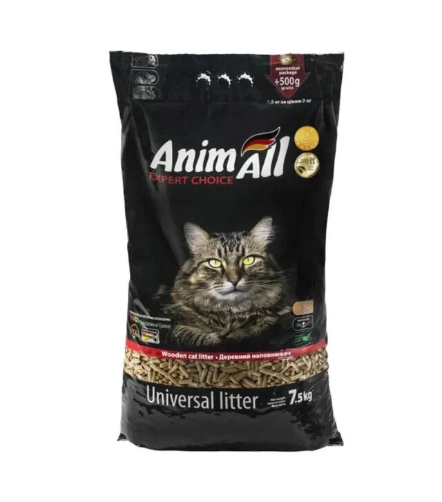 Наповнювач для котячих туалетів AnimAll деревний, 7,5 кг (111293)