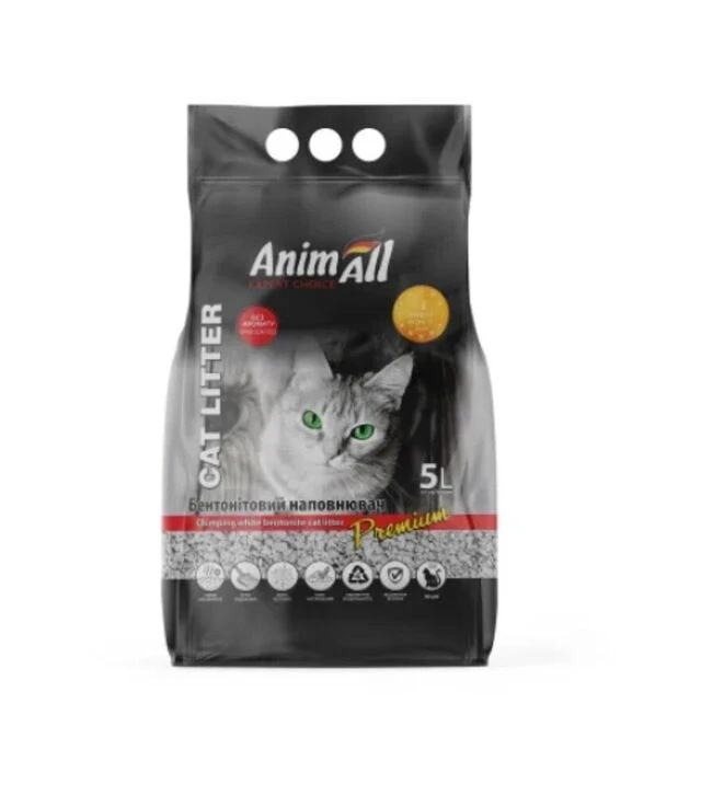 Наповнювач для котячих туалетів AnimAll Premium Classic бентонітовий, 5 л