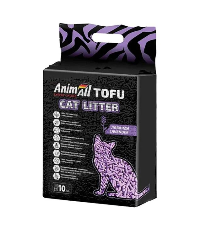 Наповнювач для котячих туалетів AnimAll Tofu Lavender соєвий з ароматом лаванди, 4,66 кг