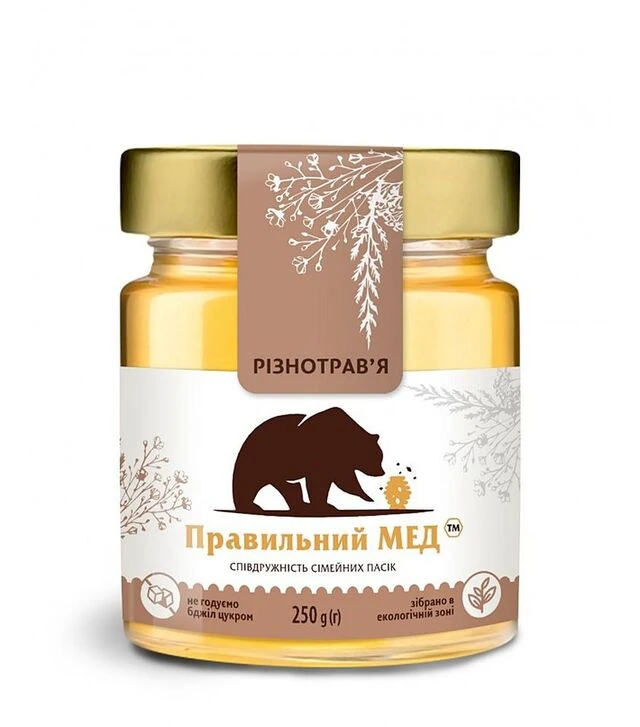 Мед квітковий (різнотрав'я) Правильний мед, 250 г скло