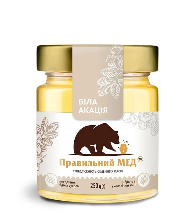 Мед акацієвий Правильний мед, 250 г скло