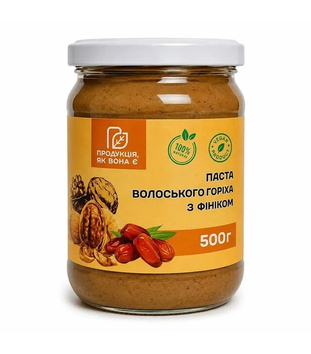 Паста из грецкого ореха с фиником Продукция, как она есть, 500 г